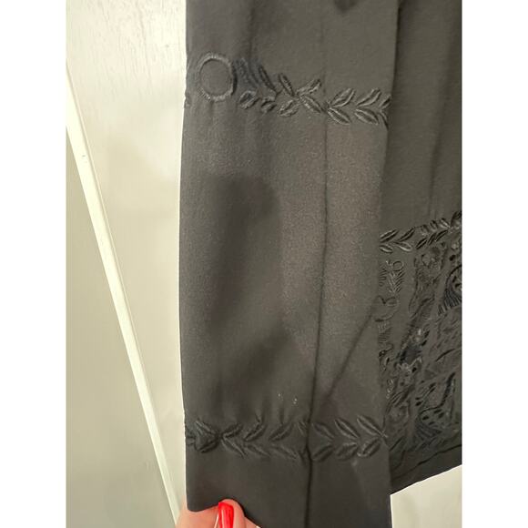 Nicole Miller Artelier Floral Embroidered Black Mock Neck Keyhole Dress Sz Small - Picture 5 of 13